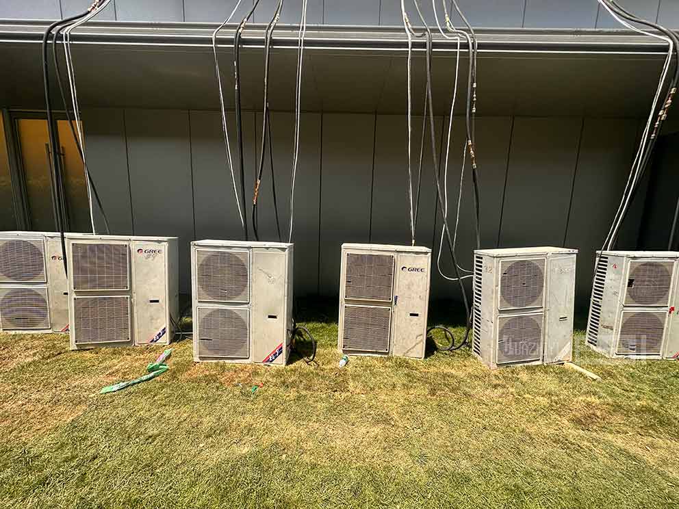 華熠空調出租布置中原超級總部城市展廳，營造清涼夏日